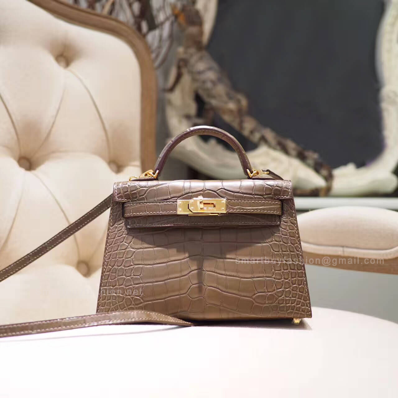 Hermes Mini Kelly II Bag in m1 Oregano Matte Alligator GHW
